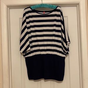 Blue and white striped top NWOT